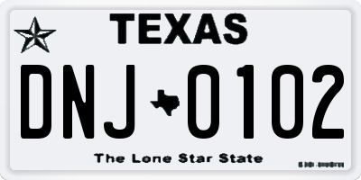 TX license plate DNJ0102