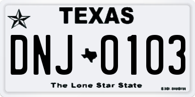 TX license plate DNJ0103