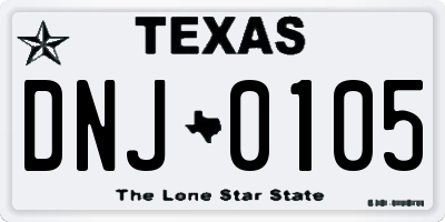 TX license plate DNJ0105