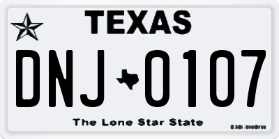 TX license plate DNJ0107