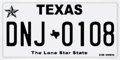 TX license plate DNJ0108