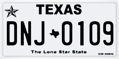TX license plate DNJ0109