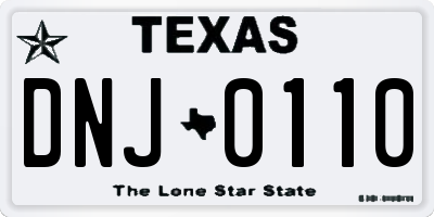 TX license plate DNJ0110