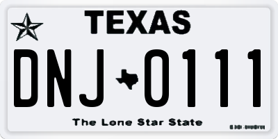 TX license plate DNJ0111