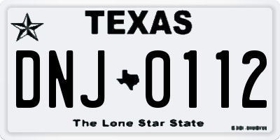 TX license plate DNJ0112