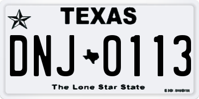 TX license plate DNJ0113