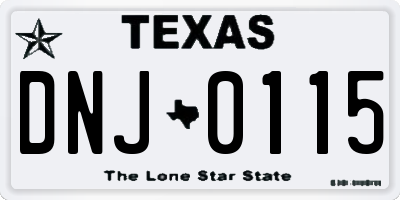 TX license plate DNJ0115