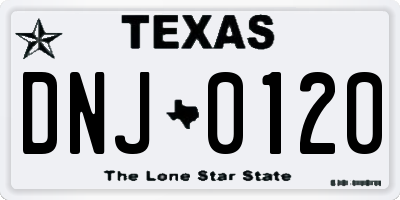 TX license plate DNJ0120