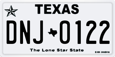 TX license plate DNJ0122