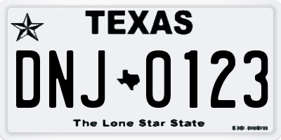 TX license plate DNJ0123