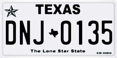 TX license plate DNJ0135