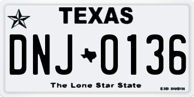 TX license plate DNJ0136