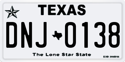TX license plate DNJ0138