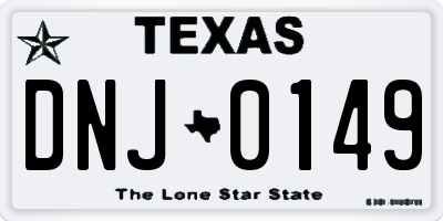 TX license plate DNJ0149
