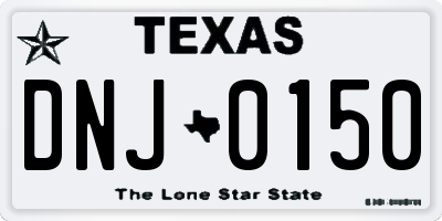 TX license plate DNJ0150