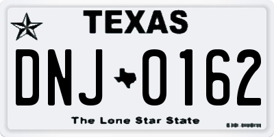 TX license plate DNJ0162