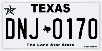 TX license plate DNJ0170