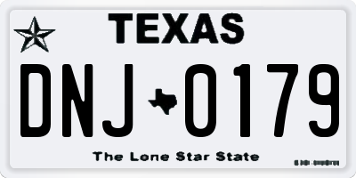 TX license plate DNJ0179