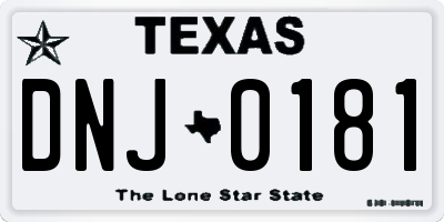 TX license plate DNJ0181