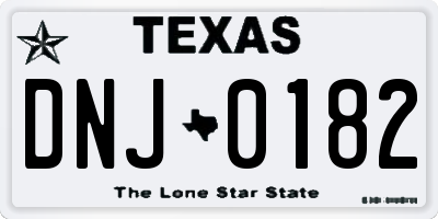 TX license plate DNJ0182