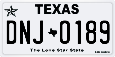 TX license plate DNJ0189