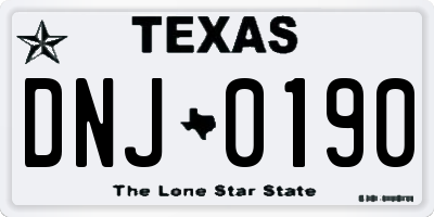 TX license plate DNJ0190