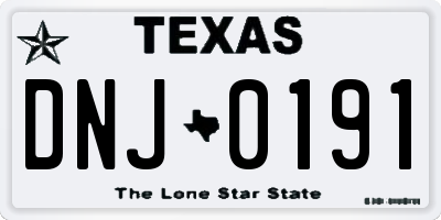 TX license plate DNJ0191