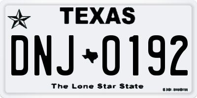 TX license plate DNJ0192