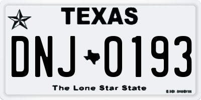 TX license plate DNJ0193