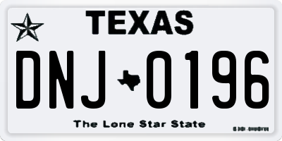 TX license plate DNJ0196