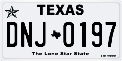 TX license plate DNJ0197