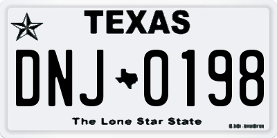 TX license plate DNJ0198