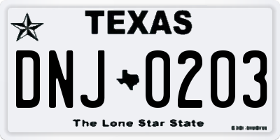 TX license plate DNJ0203