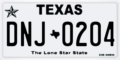TX license plate DNJ0204
