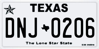 TX license plate DNJ0206