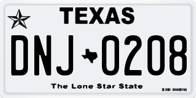 TX license plate DNJ0208