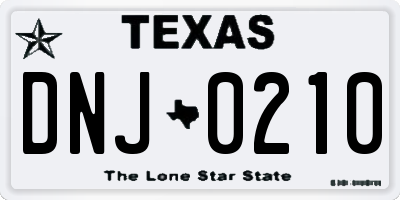 TX license plate DNJ0210