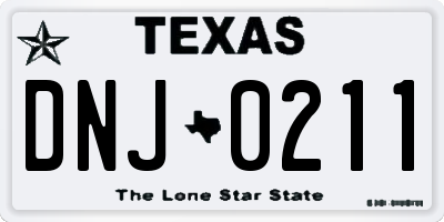 TX license plate DNJ0211