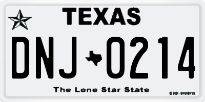 TX license plate DNJ0214