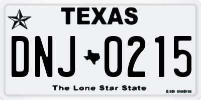 TX license plate DNJ0215