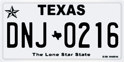 TX license plate DNJ0216