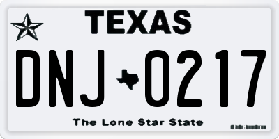 TX license plate DNJ0217