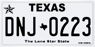 TX license plate DNJ0223