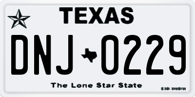 TX license plate DNJ0229