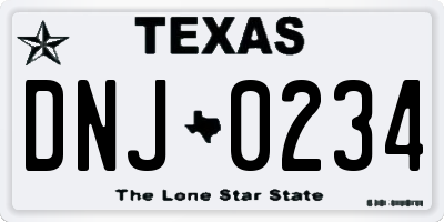 TX license plate DNJ0234