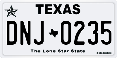 TX license plate DNJ0235