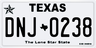TX license plate DNJ0238
