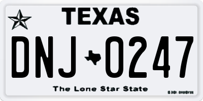 TX license plate DNJ0247