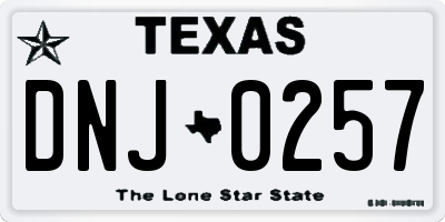 TX license plate DNJ0257