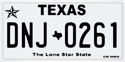 TX license plate DNJ0261